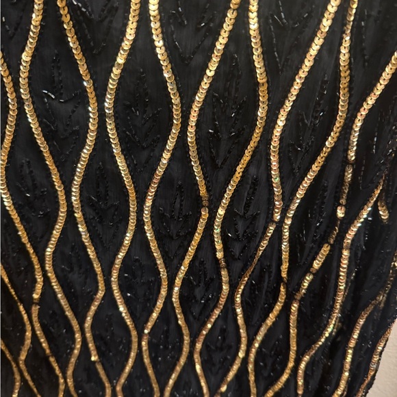 STENAY VINTAGE 80’s Silk Sequin Beaded Long Sleeve Black Gold Size XL Formal EUC - Picture 11 of 15